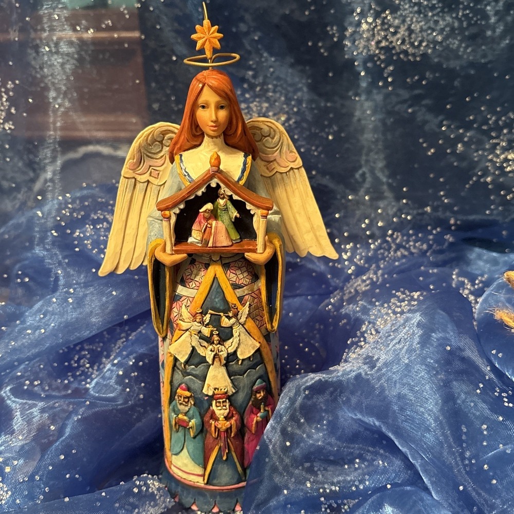 Jim Shore Angel Nativity Scene Christmas Ornament Holding Stable - Picture 2 of 15